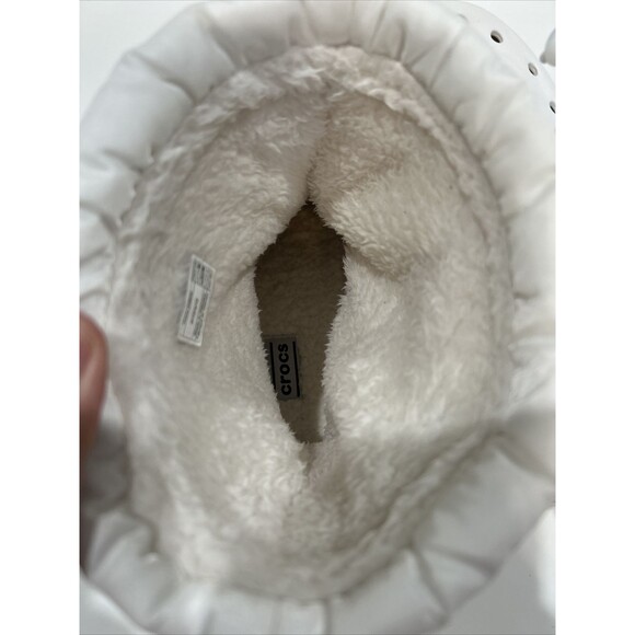 Crocs White Neo Puff Boots M10 W12 White Fleece Lined Comfort - Picture 8 of 13